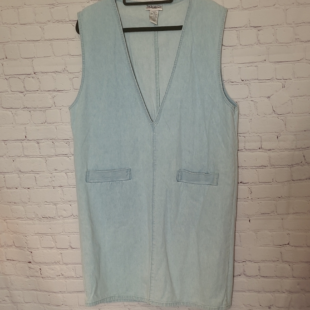 Vintage 90's Sag Harbor Large Cotton Light Denim Jumper Dress
